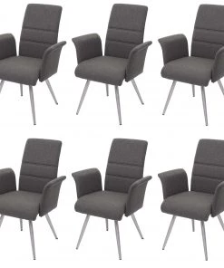 Esszimmerstuhl HWC-G55 (6er Set) - Grau-braun