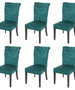 Esszimmerstuhl HWC-D22 (6er Set) - Dunkelgrün - Schwarz - Buche