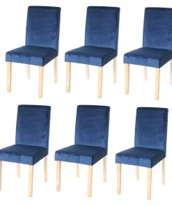 HWC Esszimmerstuhl Littau Samt (6er Set) - Petrol