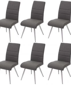 Esszimmerstuhl HWC-G55 (6er-Set) - Grau-braun