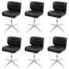 Esszimmerstuhl HWC-H42 (6er Set) - Schwarz - Silber - Kunstleder