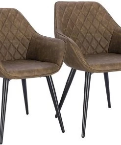 Woltu Esszimmerstuhl Samira (2er Set) - Dunkelbraun