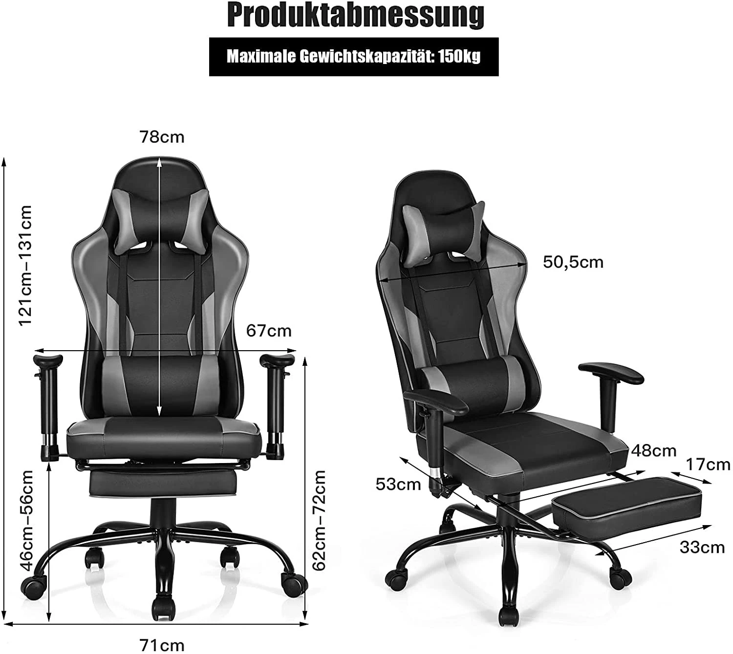 Costway Gaming Stuhl Drehstuhl 6 Costway Gaming Stuhl Drehstuhl – Bild 6