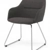KAWOLA Stuhl MALIMA Stoff Kufe Metall - Anthrazit - Silber