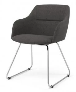 KAWOLA Stuhl MALIMA Stoff Kufe Metall - Anthrazit - Silber