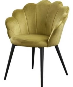 KAWOLA Stuhl CARLA Velvet Fuß schwarz - Grün