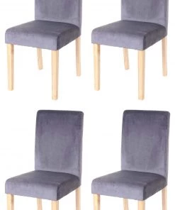 HWC Esszimmerstuhl Littau Samt (4er Set) - Grau