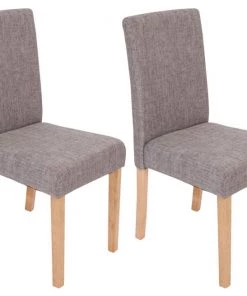 HWC Esszimmerstuhl Littau 2er-Set - Grau - Braun - Textil