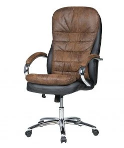 Duo Collection Chefsessel Mads - Kunstleder / Mikrofaser - Vintage Braun / Schwarz