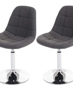 Esszimmerstuhl HWC-A60 (2er Set) - Hellgrau - Textil - Metall