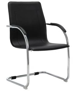 VidaXL Freischwinger Bürostuhl Kunstleder - vidaXL Freischwinger Bürostuhl Schwarz Kunstleder