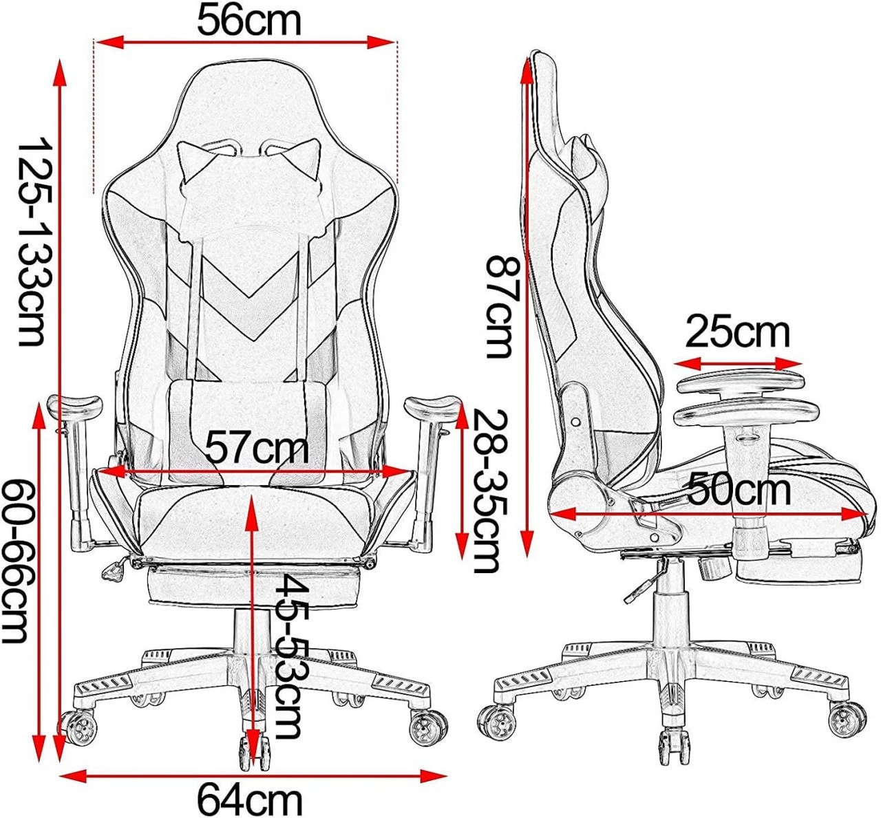 Woltu Gaming Stuhl Ludwig - Grau 9 Woltu Gaming Stuhl Ludwig - Grau – Bild 9