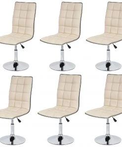 Esszimmerstuhl HWC-C41 (6er Set) drehbar - Beige