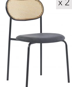 Nordlys Esszimmerstühle (2er Set) OREBRO - Metall und Rattan - Schwarz