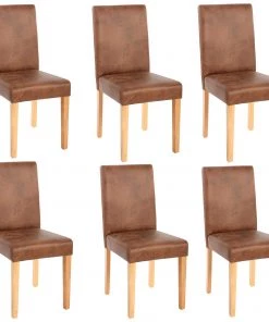 HWC Esszimmerstuhl Littau Textil 6er-Set - Braun - Braun - Textil