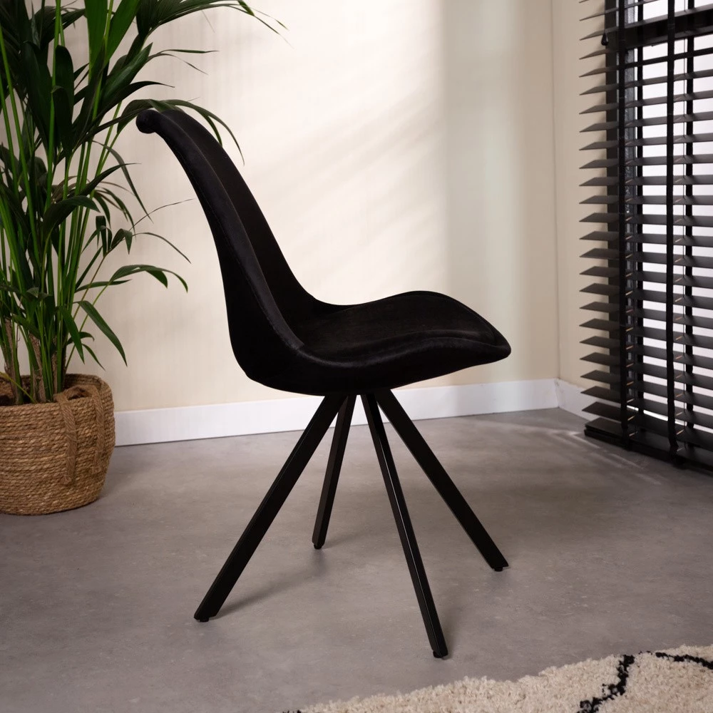 Dimehouse Jace Esszimmerstuhl Samt - Schwarz 3 Dimehouse Jace Esszimmerstuhl Samt - Schwarz – Bild 3