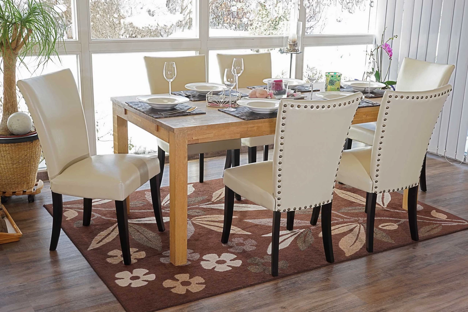 HWC Esszimmerstuhl Chesterfield (6er Set) - Beige 7 HWC Esszimmerstuhl Chesterfield (6er Set) - Beige – Bild 7