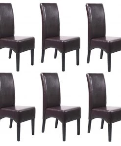 HWC Esszimmerstuhl Latina (6er Set) - Braun - Dunkelbraun - Tiefe: 44 cm - Holz teilmassiv