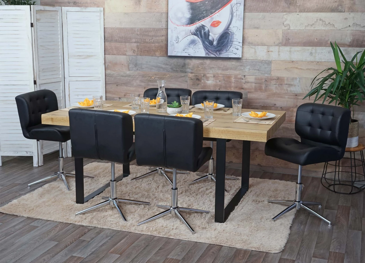 Esszimmerstuhl HWC-H42 (6er Set) - Schwarz - Silber - Kunstleder 7 Esszimmerstuhl HWC-H42 (6er Set) - Schwarz - Silber - Kunstleder – Bild 7