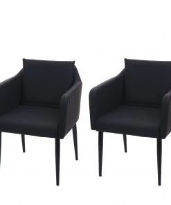 Esszimmerstuhl HWC-H93 (2er Set) - Schwarz - Kunstleder