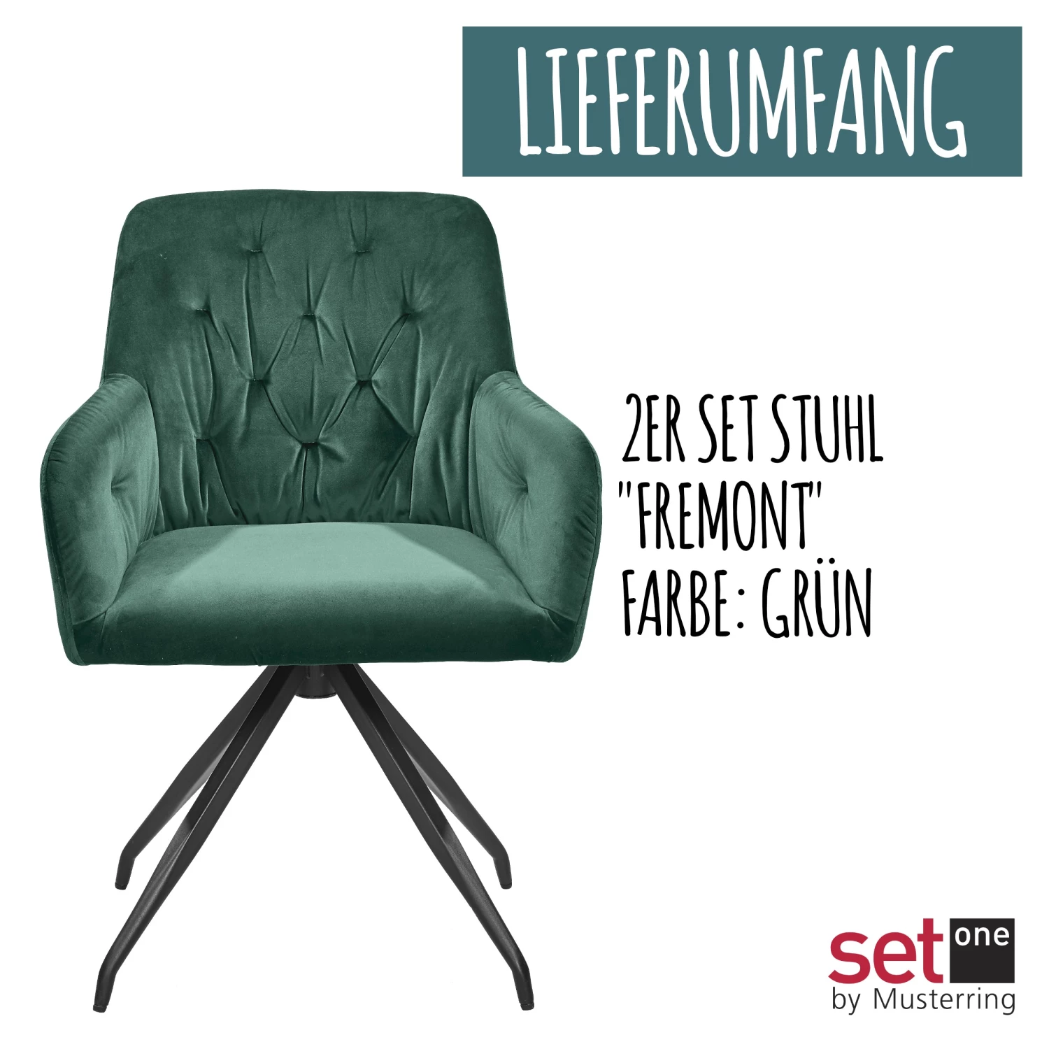 Set one by Musterring Drehstuhl Fremont (2er Set) - Grün 4 Set one by Musterring Drehstuhl Fremont (2er Set) - Grün – Bild 4