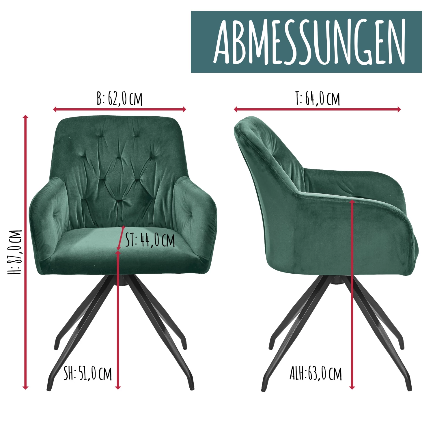 Set one by Musterring Drehstuhl Fremont (2er Set) - Grün 7 Set one by Musterring Drehstuhl Fremont (2er Set) - Grün – Bild 7