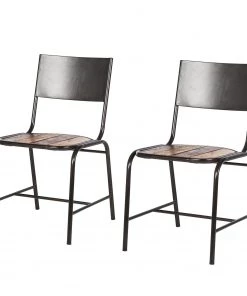 Ars manufacti Esszimmerstuhl Tamati (2er-Set) - Pinie massiv / Edelstahl - Pinie / Schwarz