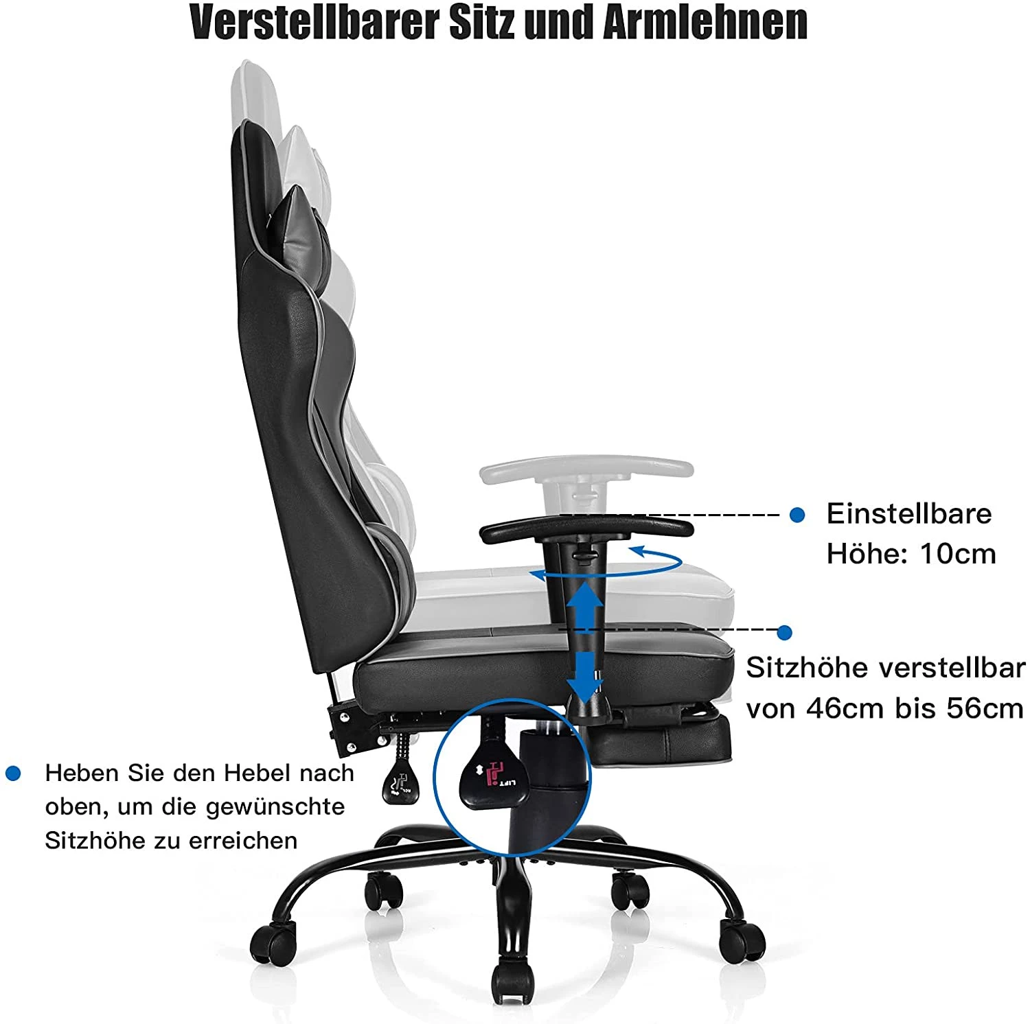 Costway Gaming Stuhl Drehstuhl 5 Costway Gaming Stuhl Drehstuhl – Bild 5