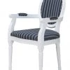 Ebuy24 Rokoko Esszimmerstuhl - Rokoko Esszimmerstuhl mit Armlehne weiss mit Stoff schwarz gestreift.