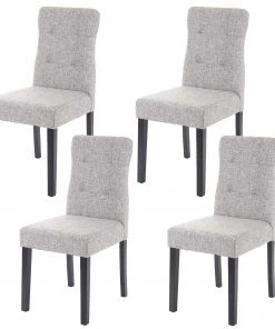 Esszimmerstuhl HWC-E58 (4er Set) - Grau - Schwarz - Textil