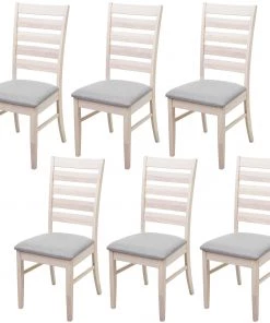 Esszimmerstuhl HWC-G47 (6er Set) - Grau - Braun