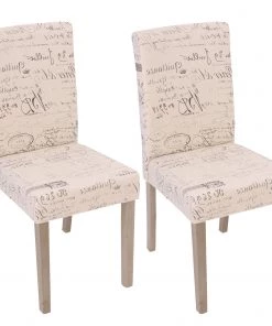 HWC Esszimmerstuhl Littau Schriftzug 2er-Set - Beige - Schwarz