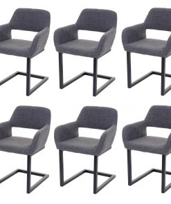 Esszimmerstuhl HWC-A50 II (6er Set) - Anthrazit - Textil