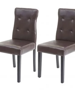 Esszimmerstuhl HWC-E58 (2er Set) - Braun - Schwarz - Kunstleder