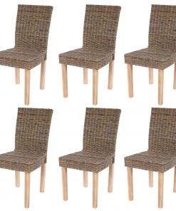 HWC Esszimmerstuhl Littau (6er Set) Rattan - Standard