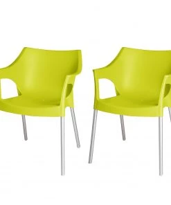 Blanke Design Stapelstuhl Pole (2er Set) - Kunststoff/Metall - Grün/Aluminium