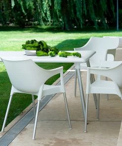 Blanke Design Stapelstuhl Pole (2er-Set) - Kunststoff/Metall - Weiß/Aluminium -Deutschland Stühle Verkaufs-Shop pole stapelstuhl kunststoff metall weiss aluminium 1359702