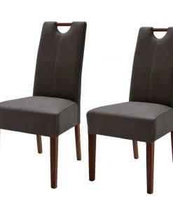 Ars Natura Polsterstuhl Alessia (2er-Set) - Braun / Buche Dunkelbraun