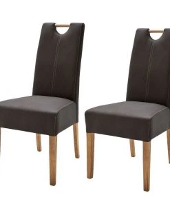 Ars Natura Polsterstuhl Alessia (2er-Set) - Braun / Eiche