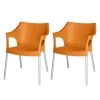 Blanke Design Stapelstuhl Pole (2er-Set) - Kunststoff/Aluminium - Orange/Chromfarben