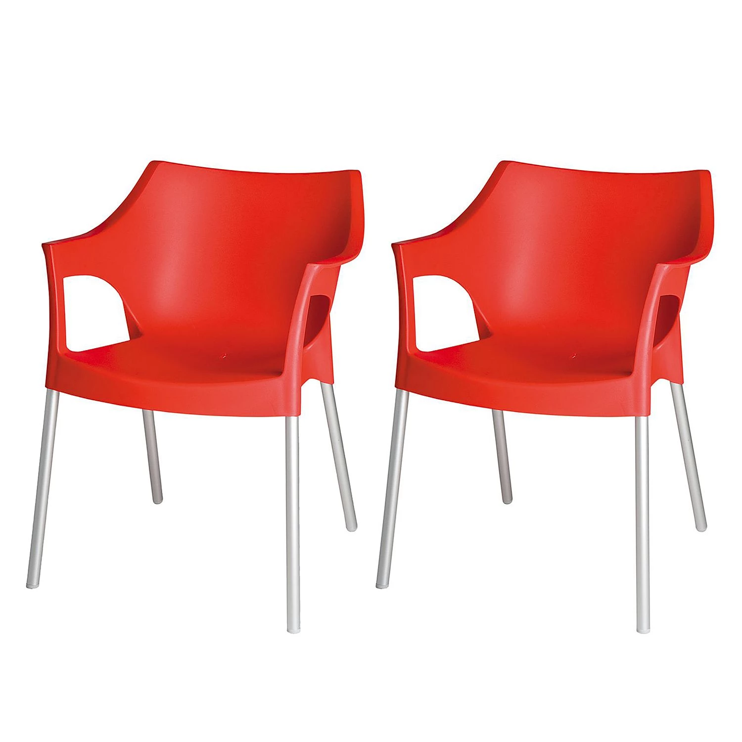 Blanke Design Stapelstuhl Pole (2er-Set) - Kunststoff/Aluminium - Rot/Chromfarben 1 Blanke Design Stapelstuhl Pole (2er-Set) - Kunststoff/Aluminium - Rot/Chromfarben
