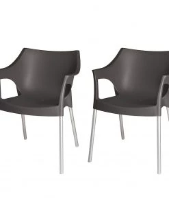 Blanke Design Stapelstuhl Pole (2er-Set) - Kunststoff/Aluminium - Schokolade/Chromfarben