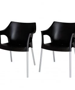 Blanke Design Stapelstuhl Pole (2er-Set) - Kunststoff/Aluminium - Schwarz/Chromfarben