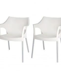Blanke Design Stapelstuhl Pole (2er-Set) - Kunststoff/Metall - Weiß/Aluminium