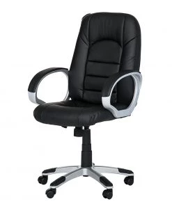 Fredriks Chefsessel Steve II - Kunstleder - Schwarz / Silbergrau