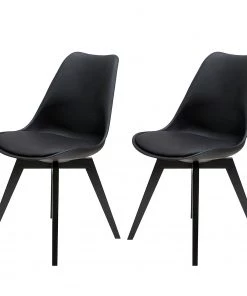 Tenzo Stuhl Bess (2er-Set) - Birke teilmassiv / Kunststoff - Schwarz