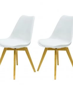 Tenzo Stuhl Bess (2er-Set) - Eiche teilmassiv / Kunststoff - Eiche / Weiß