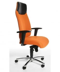 Topstar Chefsessel High Sit up - Webstoff / Echtleder - Orange / Schwarz -Deutschland Stühle Verkaufs-Shop topstar high sit up chefsessel bezug stoff echtleder verschiedene farben m ts ast 0075 4
